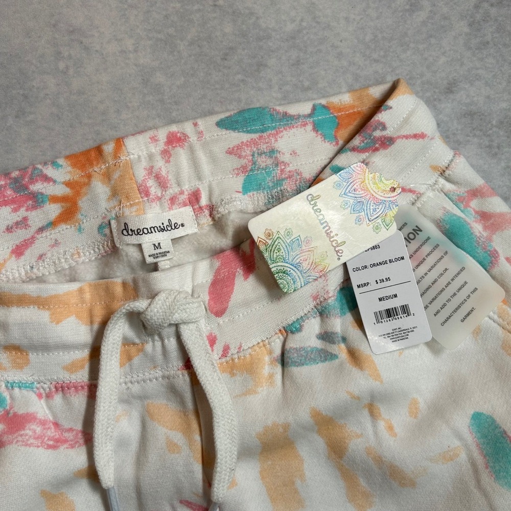 Dreamsicle Orange Bloom Tie Dye Joggers Fleece Pants Medium NWT LP5803 - Picture 2 of 7